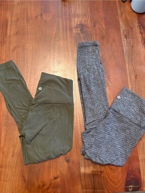 lululemon athletica Kids Olive Green and Light Gray Leggings